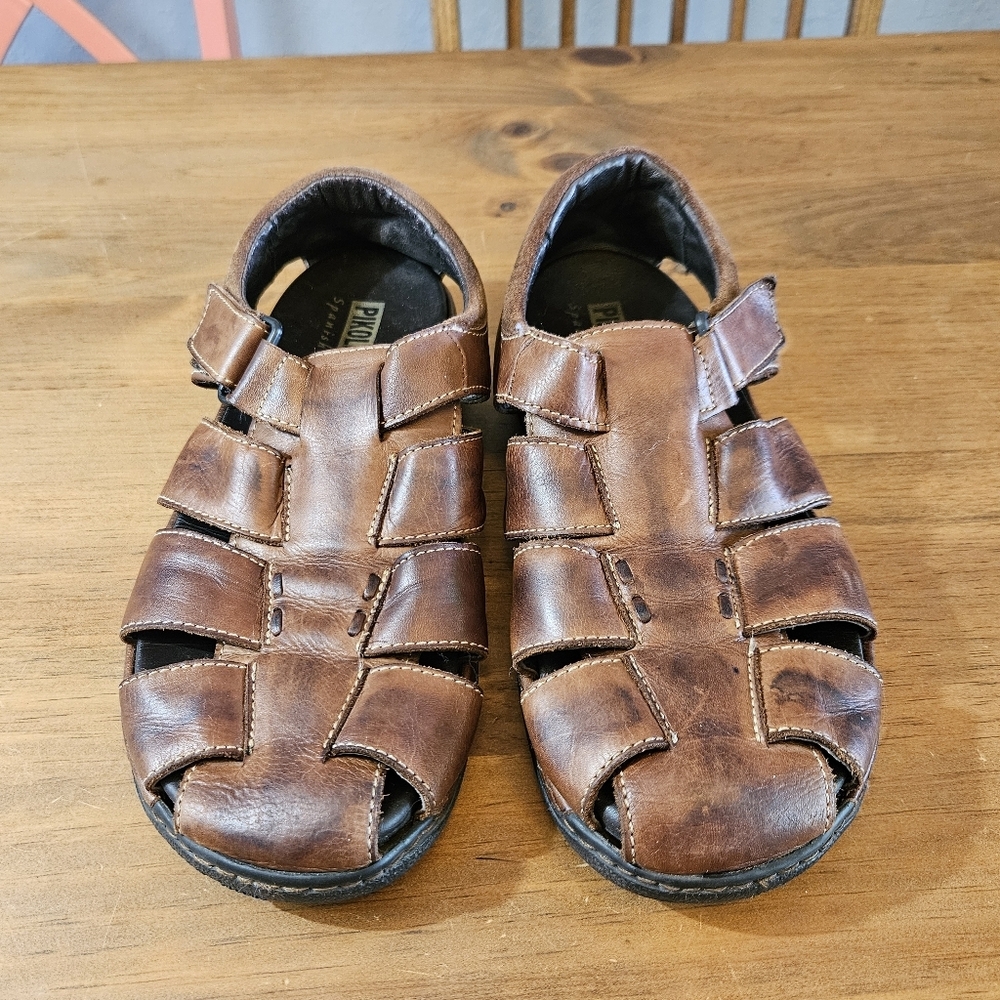 Pikolinos Men's Tarifa Leather Fisherman Sandals Brown Size 8 (41) - Picture 4 of 9